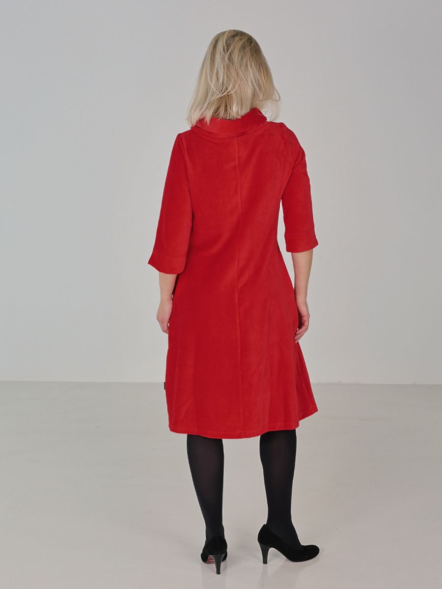 Sanna rød kjole i velur