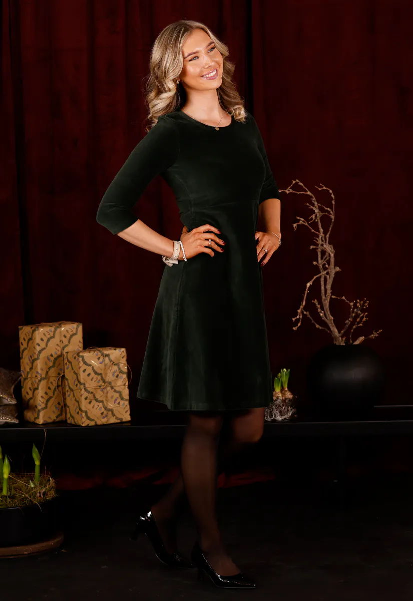 Elli kjole babycord combogrønn 