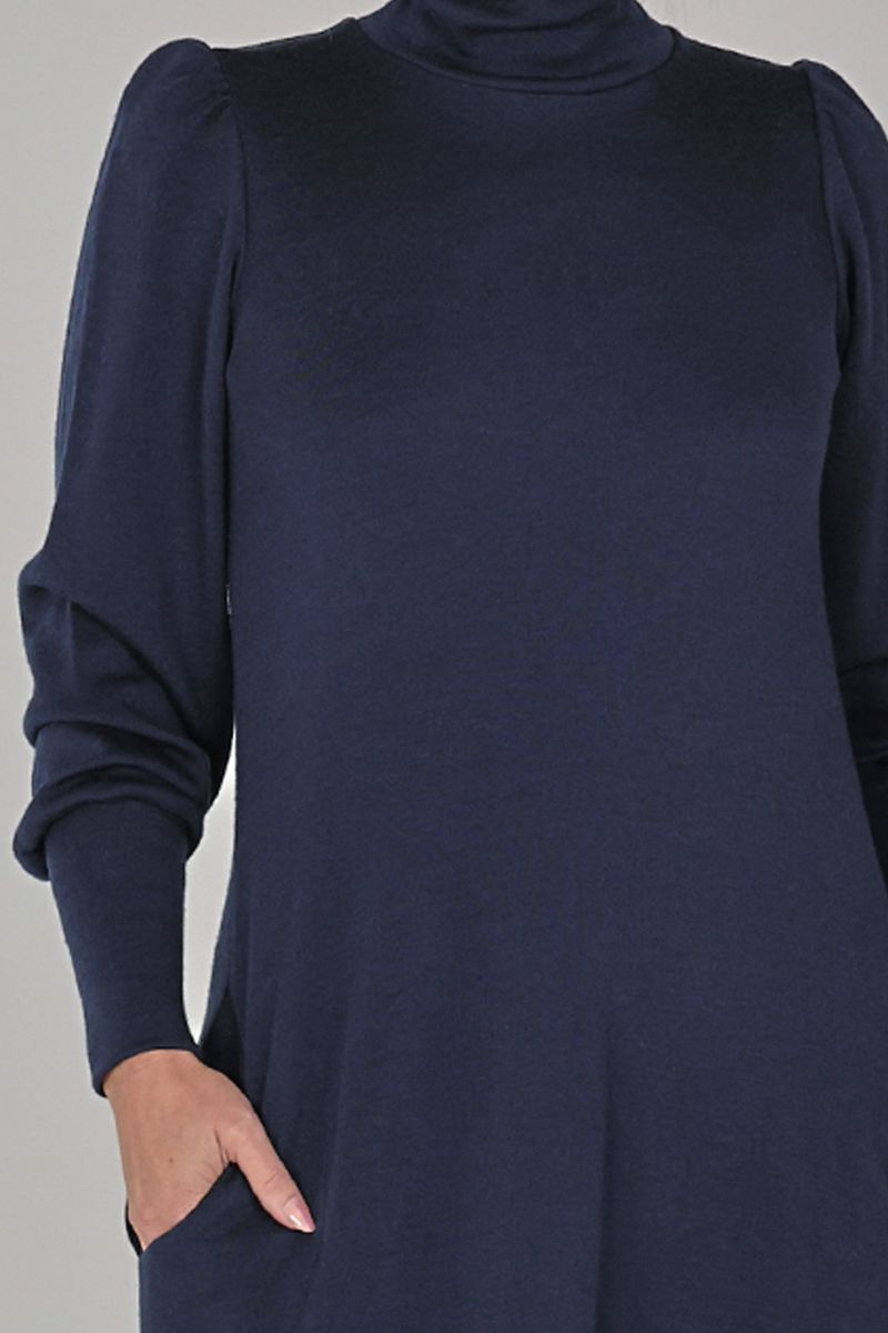 Milanda blå merinoull kjole