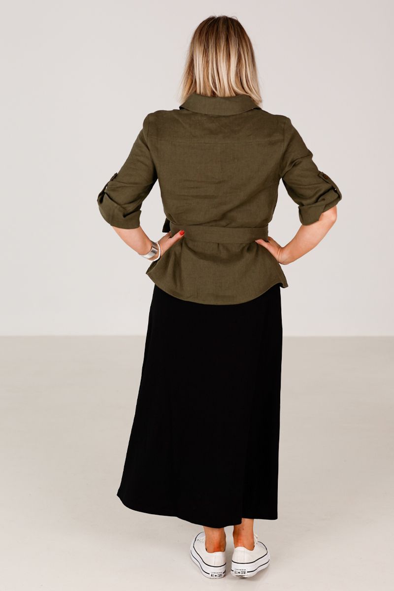 Linn khaki linskjorte