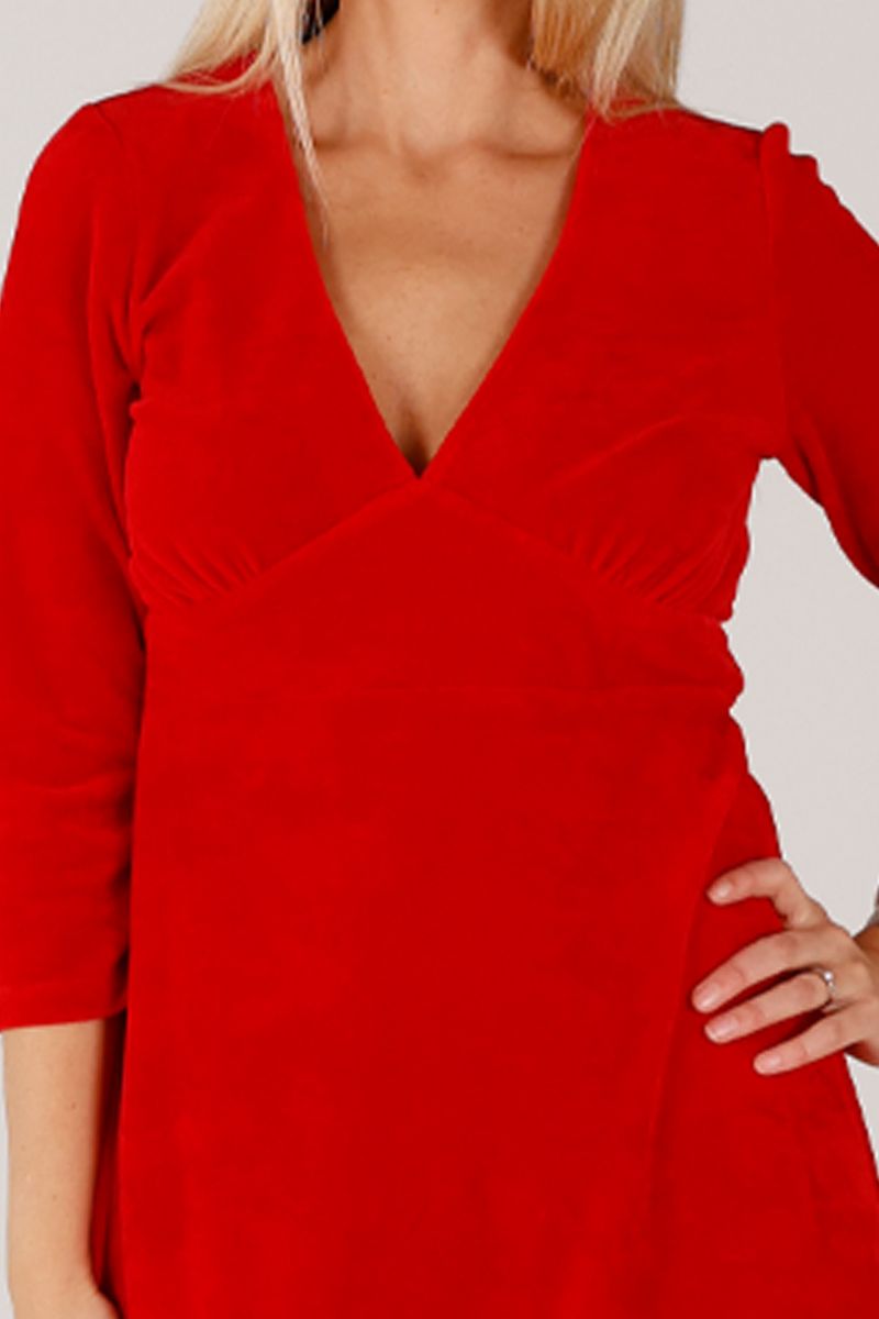 Hildur rød velurkjole