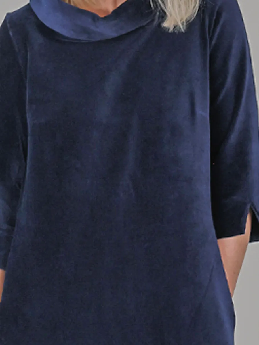 Sanna marineblå kjole i velur