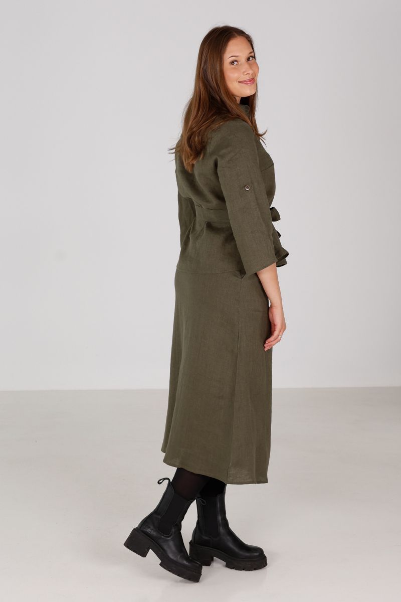 Agata skjørt i khaki grønne lin