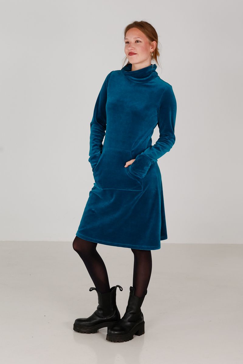 Lilli petrol sporty velurkjole