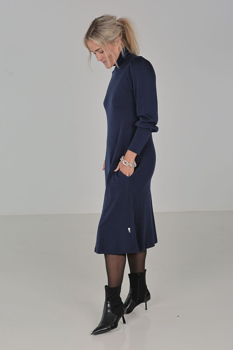 Milanda blå merinoull kjole